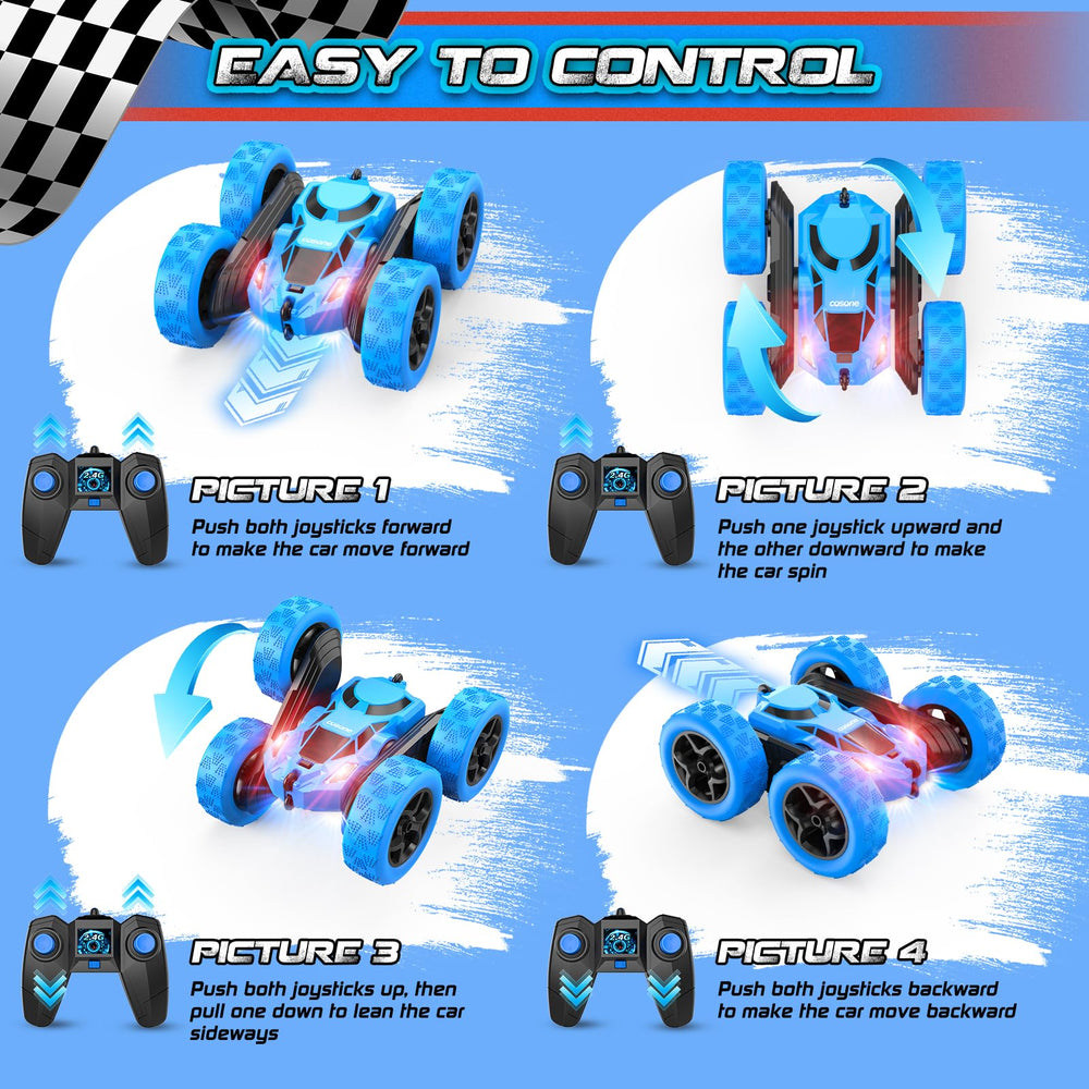 cosone rc stunt car on rough terrain demonstrating durability