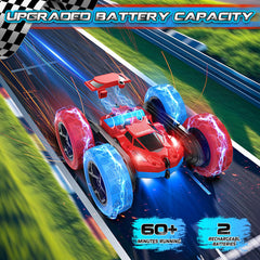 Cosone RC car rear view showcases dual batteries for extended play.