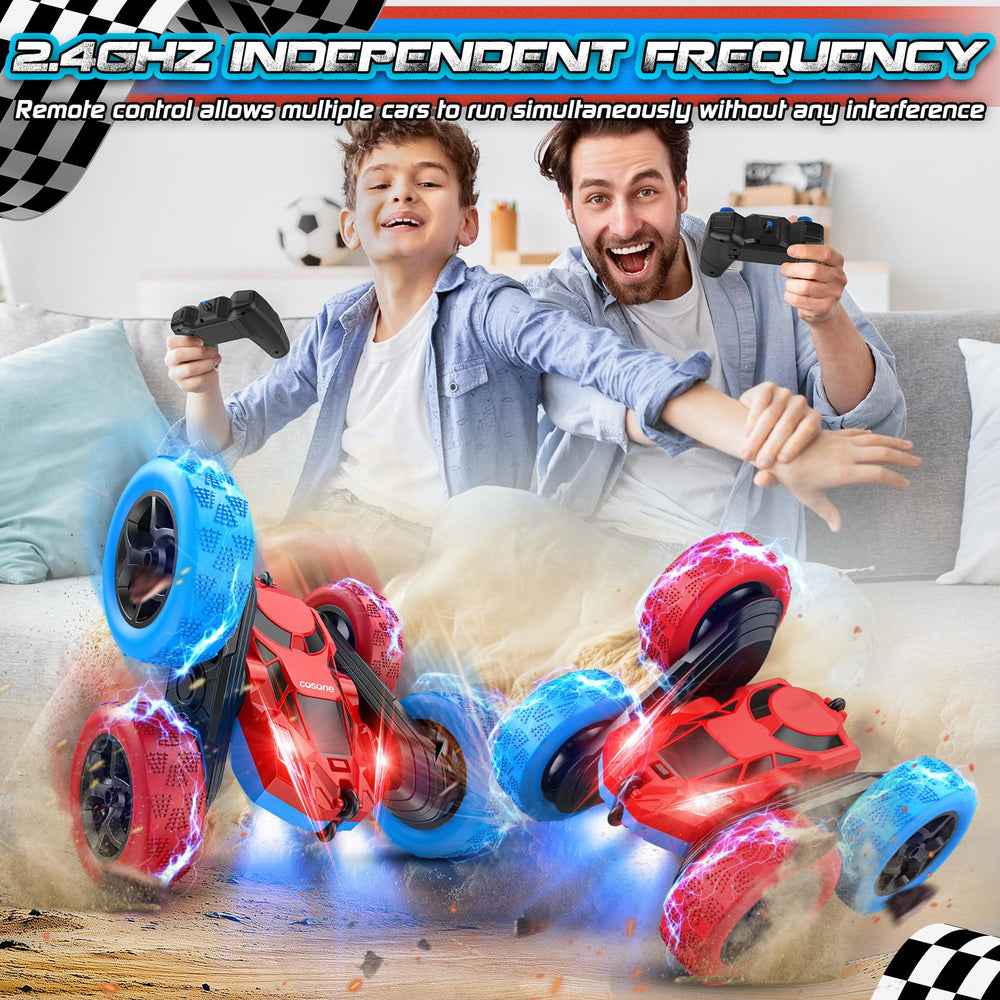 Cosone RC car rugged ABS body absorbs crashes during backyard races.