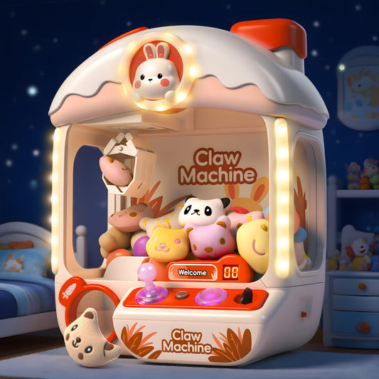 Cossy claw machine front view showcases arcade-style play for kids at home.