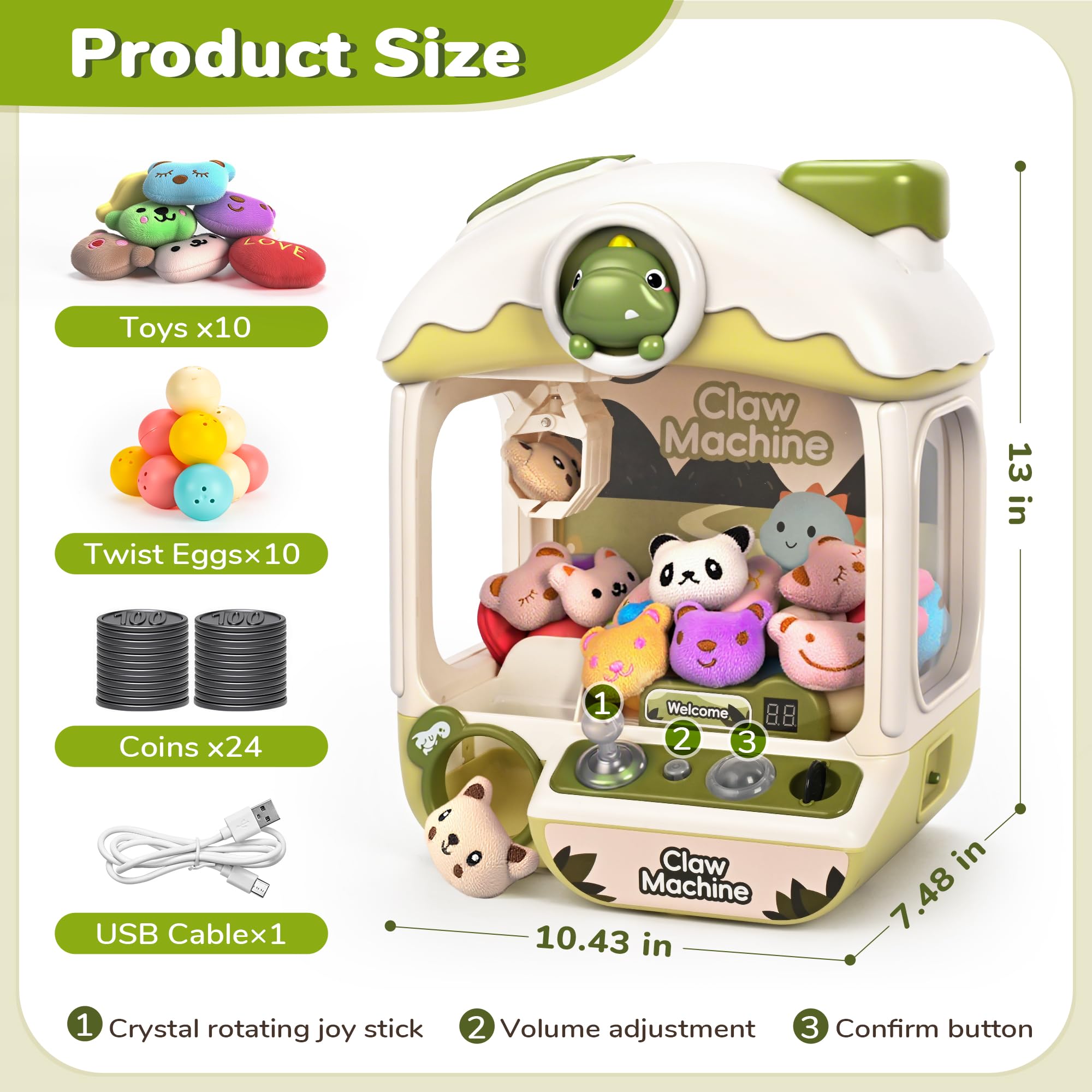 Cossy Dinosaur coin-slot design adds authentic coin-operated play feel.