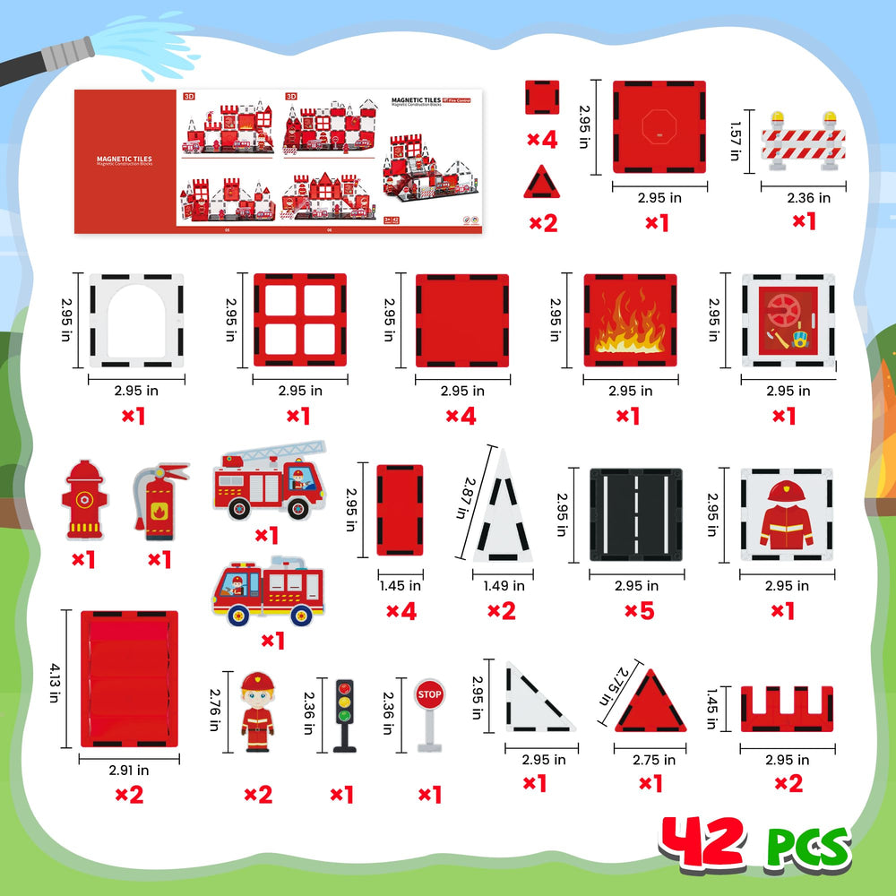 Cossy firefighter tiles strong magnets ensure secure builds during play.