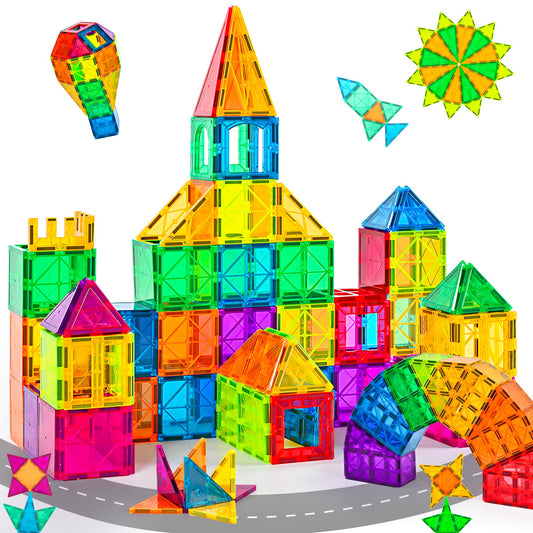 Cossy magnet tiles displaying an assembled 3D structure for creative play