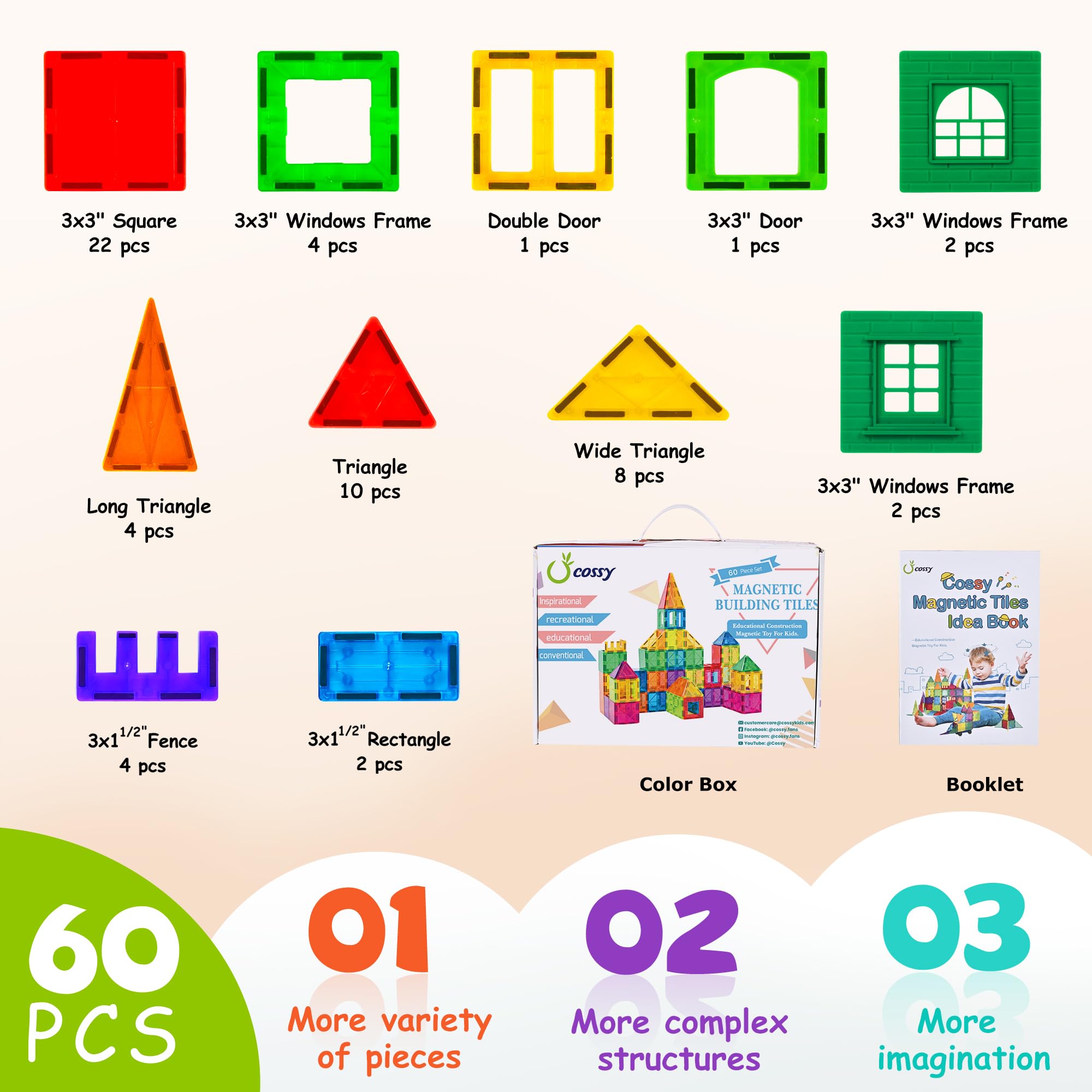 Cossy magnet tiles with kids playing to foster early geometry and color learning