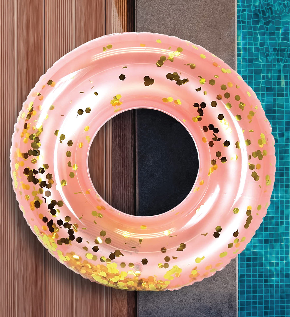 CoTa Global UV-resistant rose gold float withstands sunny days by the pool.