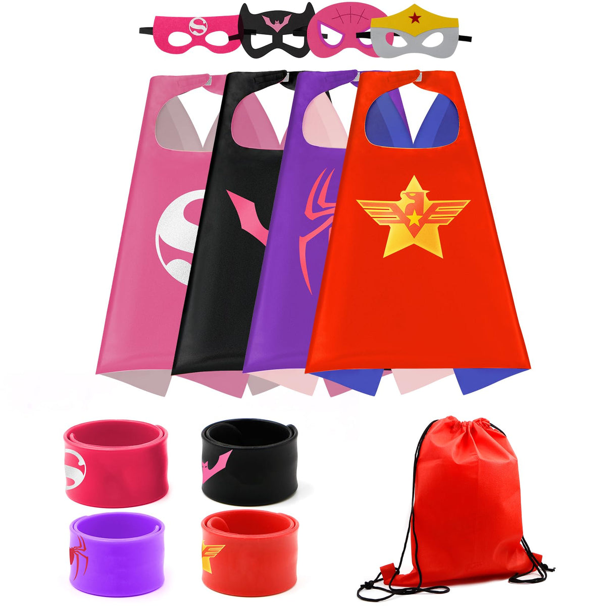 COTATERO Kids Superhero Capes Red Rosa front view for creative play