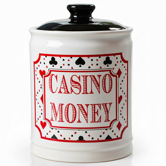Cottage Creek Casino Money Jar with slot-machine design for stylish savings.