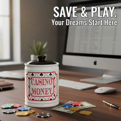 Cottage Creek Durable Stoneware Money Jar with kiln-fired finish.