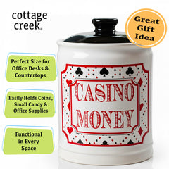 Cottage Creek Gambling Fund Jar, ideal for coin savings and gifting.