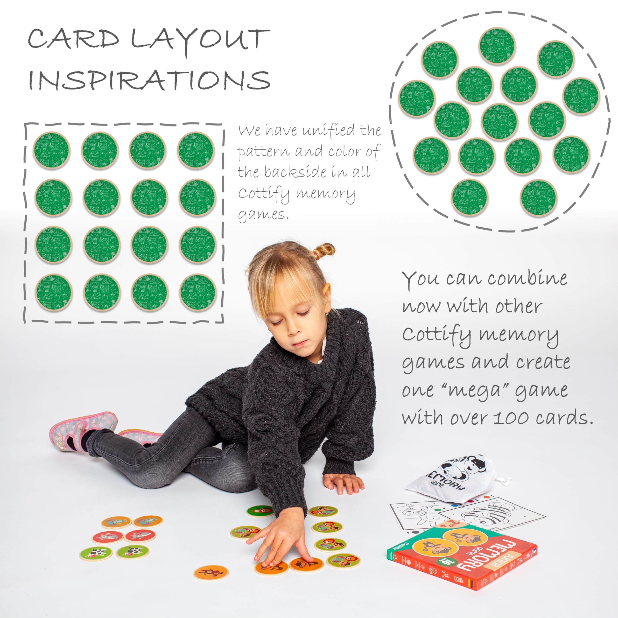 Child holding a card during Cottify play to boost focus