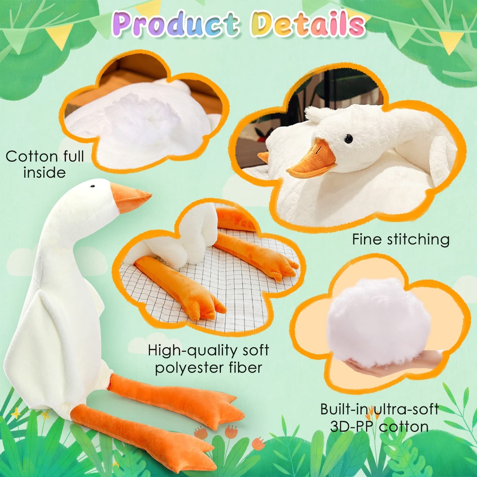 CottonStar goose plush toy side view shows cozy, soft fabric.