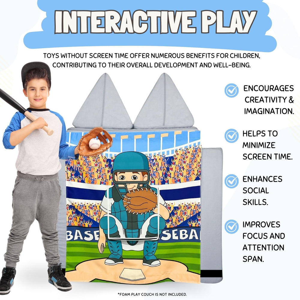 Couch Swag Baseball Play Panel pitching-target visual helps kids practice hand-eye coordination.