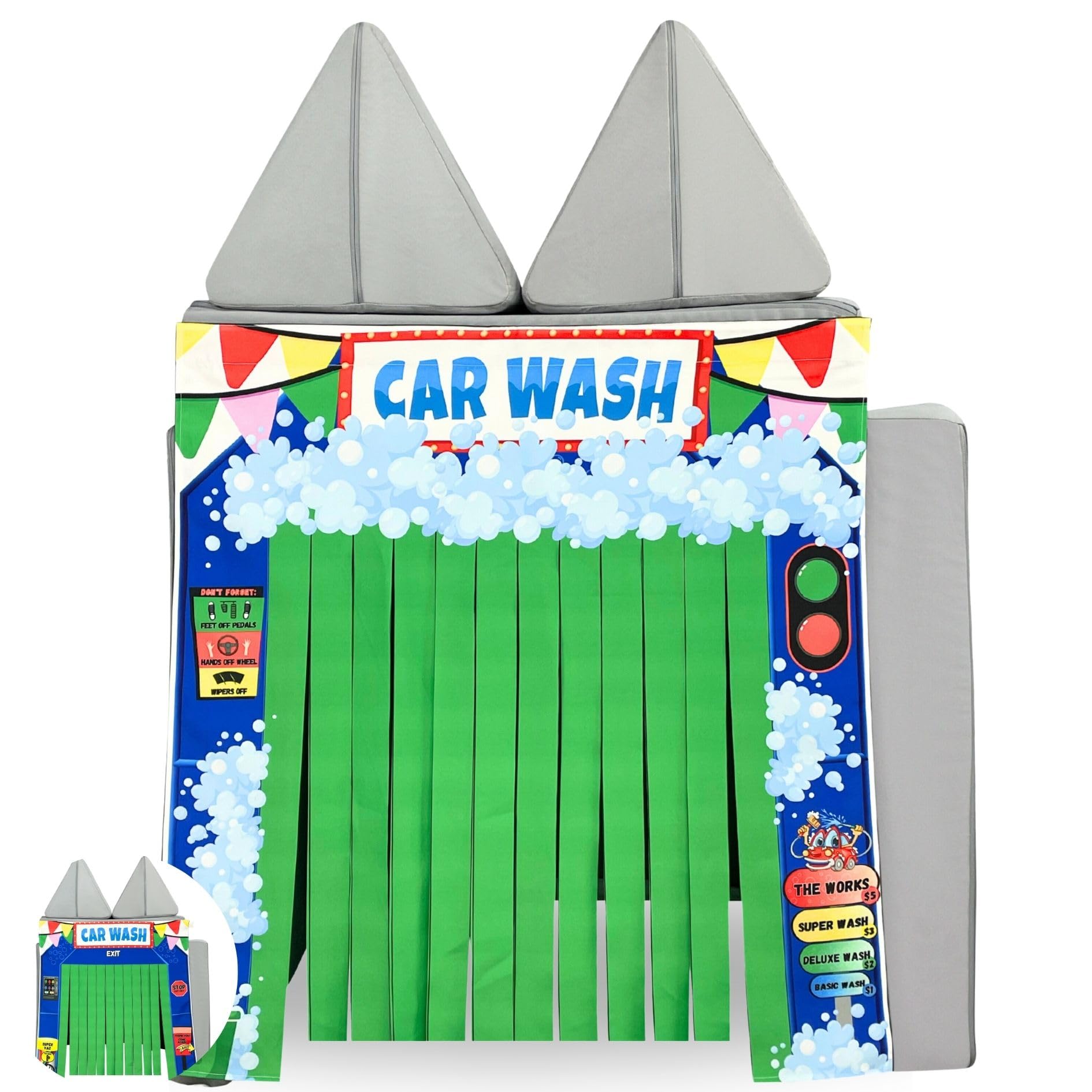 Couch Swag Play Panel car wash front view for imaginative play