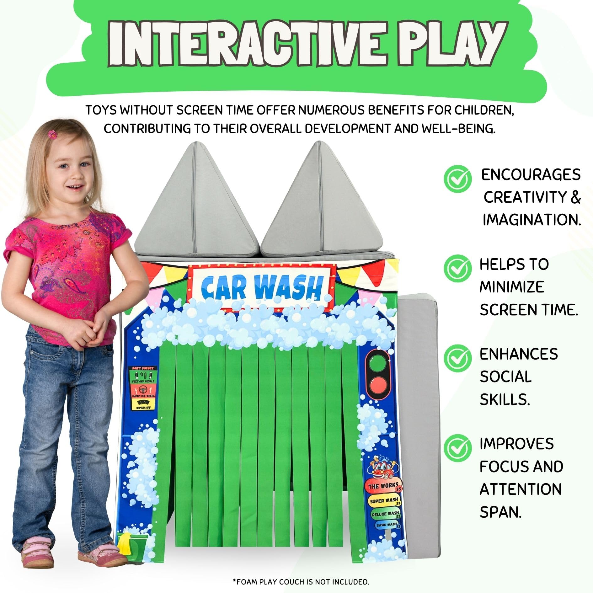 Couch Swag Play Panel dangling brushes stimulate sensory exploration