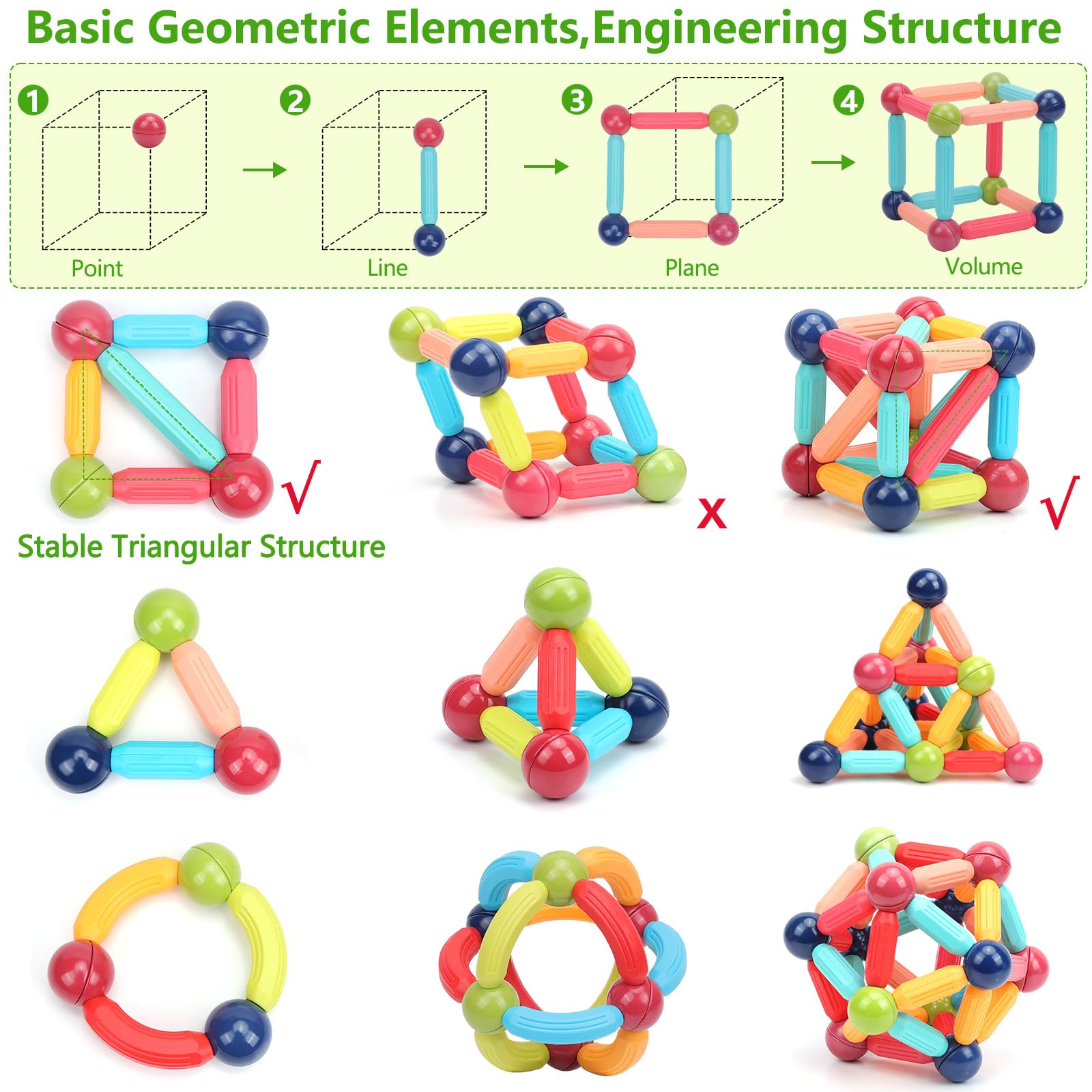 COUOMOXA colorful snapping pieces support pattern recognition and spatial play.