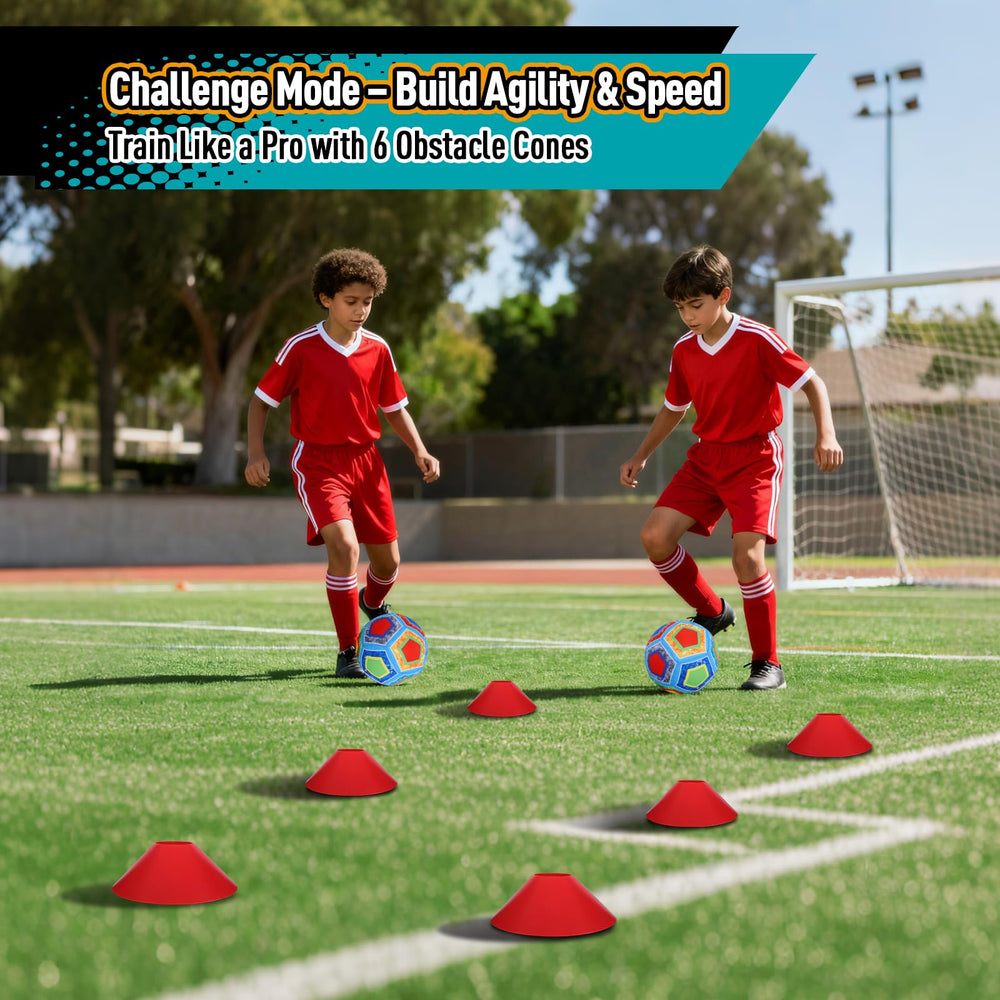 COUOMOXA cone-drill mode with six cones supports dribbling and agility