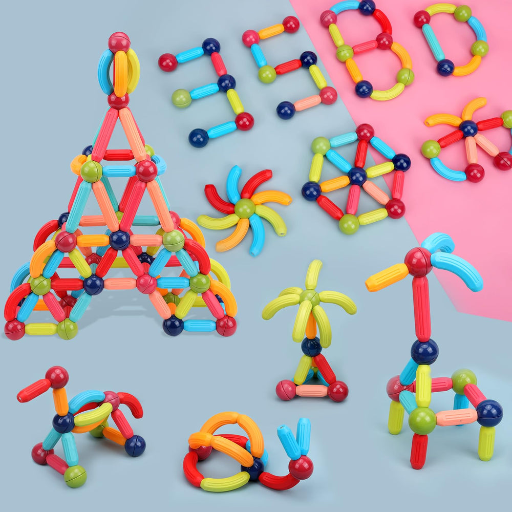 COUOMOXA magnetic rods and balls assembled to encourage early STEM learning.