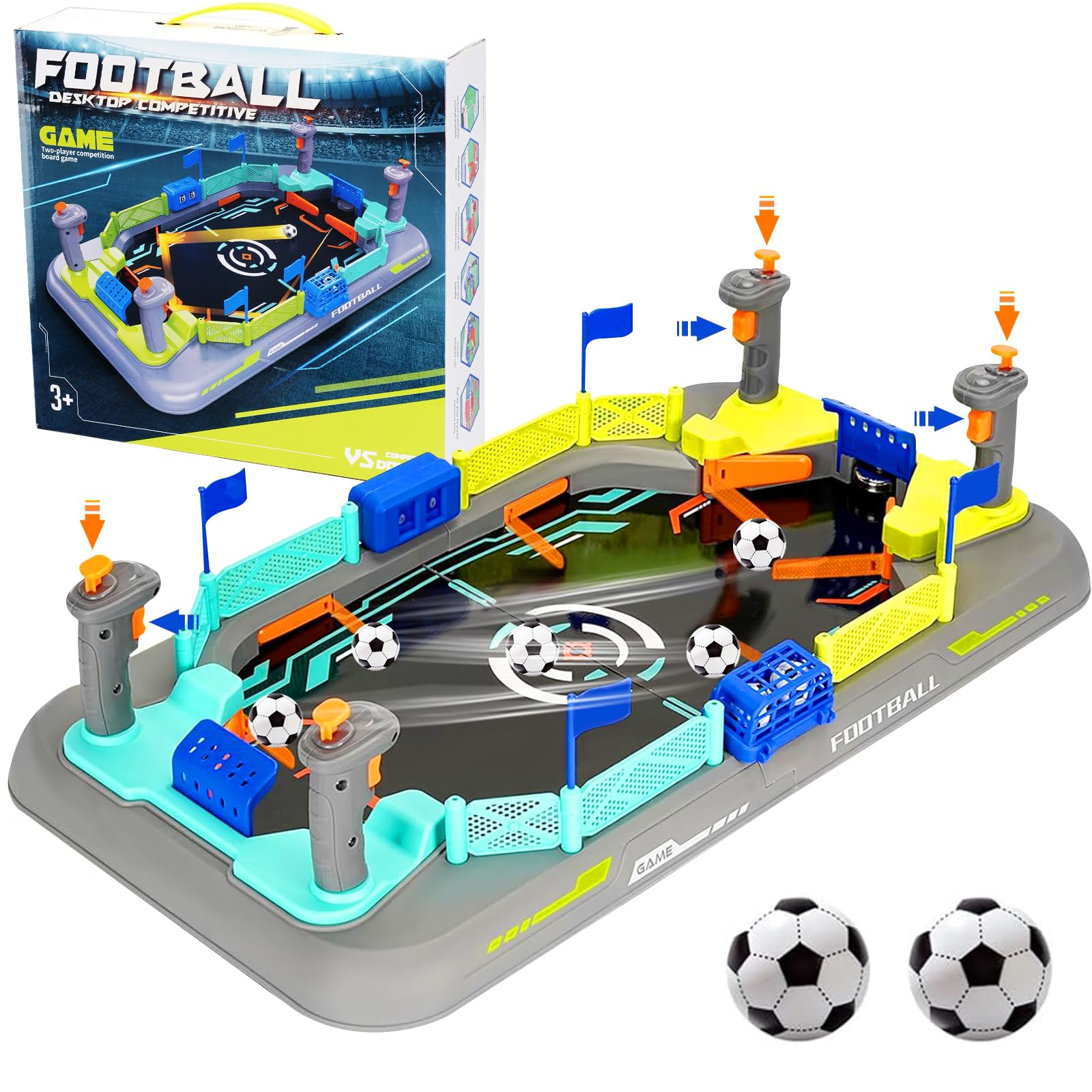 COUOMOXA mini soccer board game in action on a sleek table for family play.