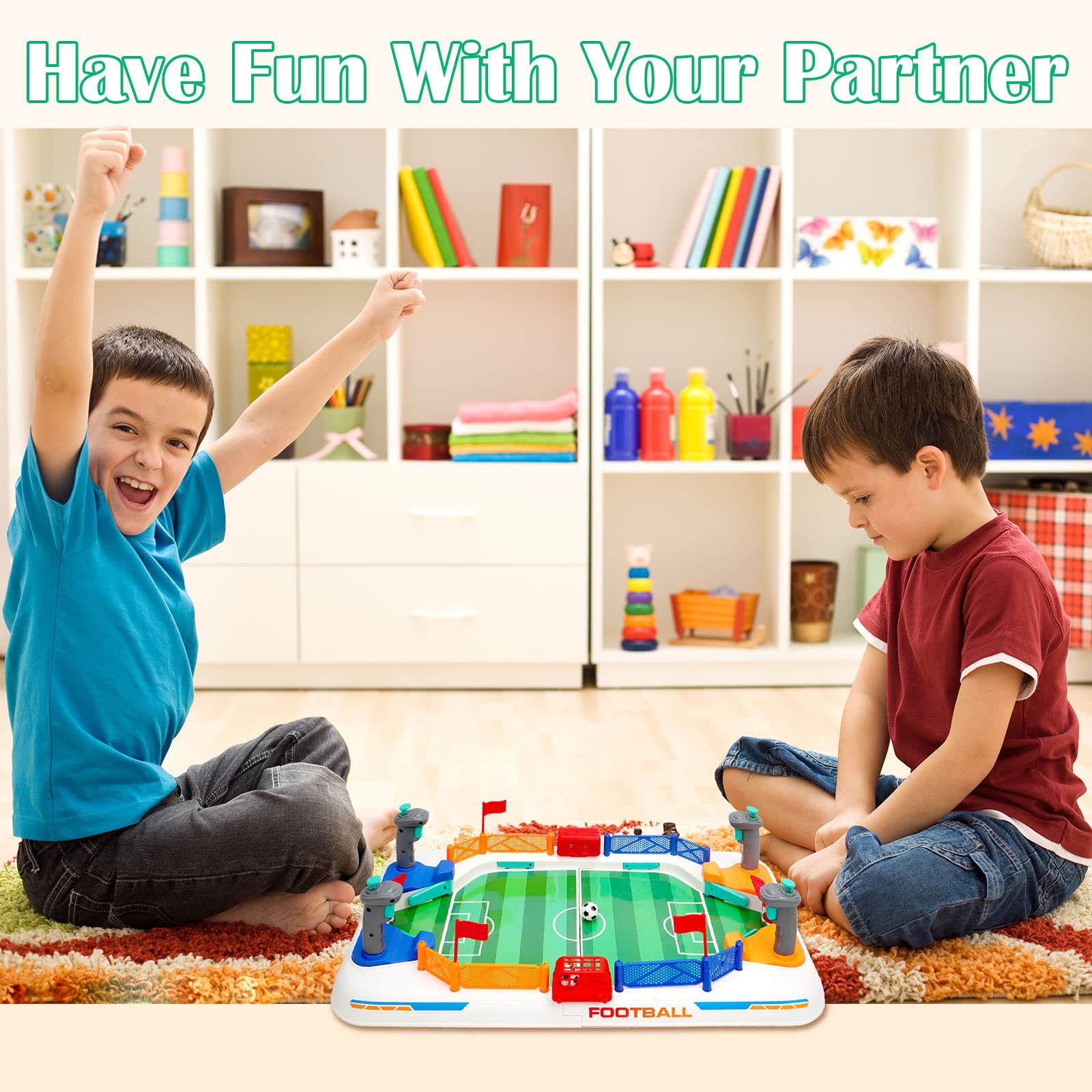 COUOMOXA portable tabletop soccer for easy transport and setup