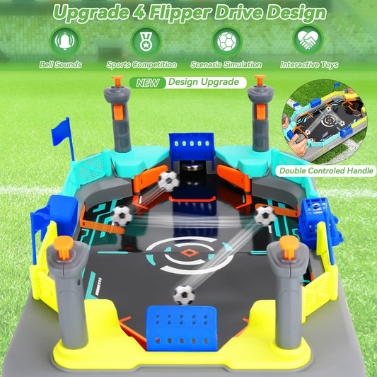 COUOMOXA tabletop foosball quickly snaps together in 60 seconds for instant play.