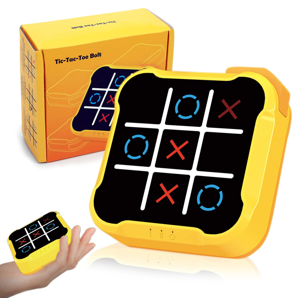 COUOMOXA 4-in-1 Tic Tac Toe console in travel setup, ideal for on-the-go entertainment.