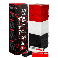 Couples Spicy Games Blocks tower setup enhances romantic date night.
