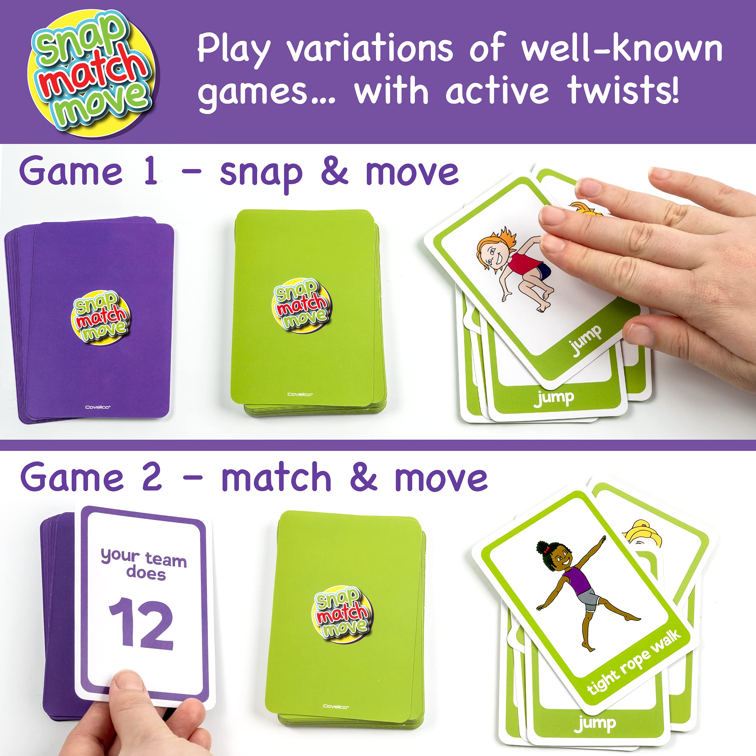 Covelico exercise cards for kids classroom use supports active learning