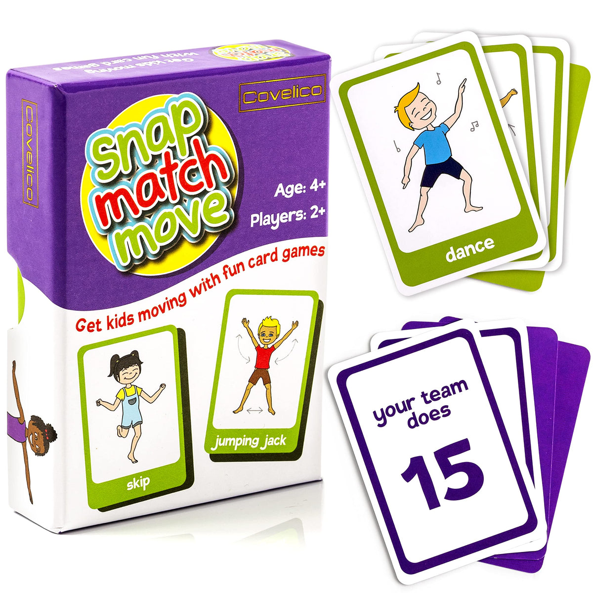 Covelico exercise cards for kids deck on table ready for quick recess play