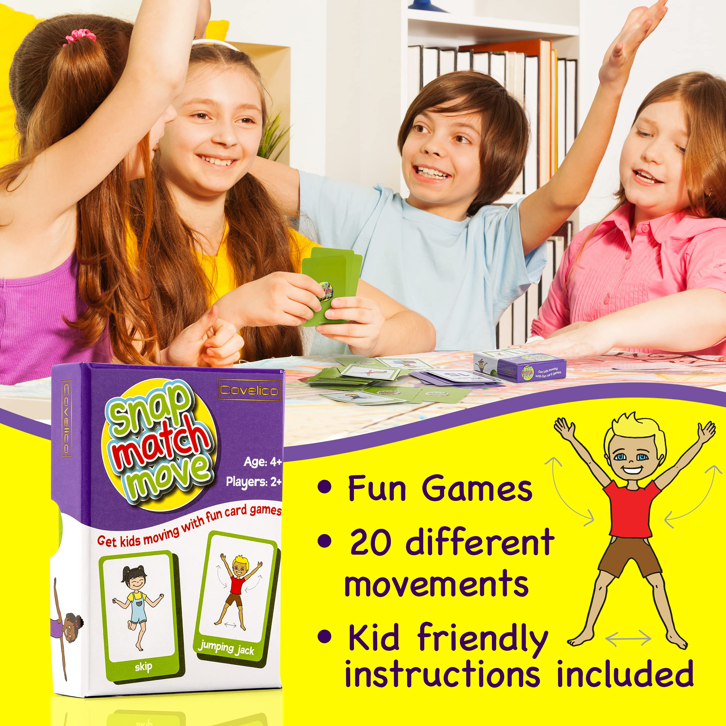 Covelico kids exercise cards group game setup boosts collaborative gym play