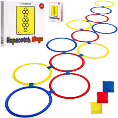 Covelico Hopscotch Rings: twelve colorful rings for active outdoor play.