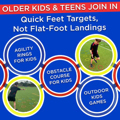 Sturdy Covelico rings ideal for playgrounds and PE spaces.