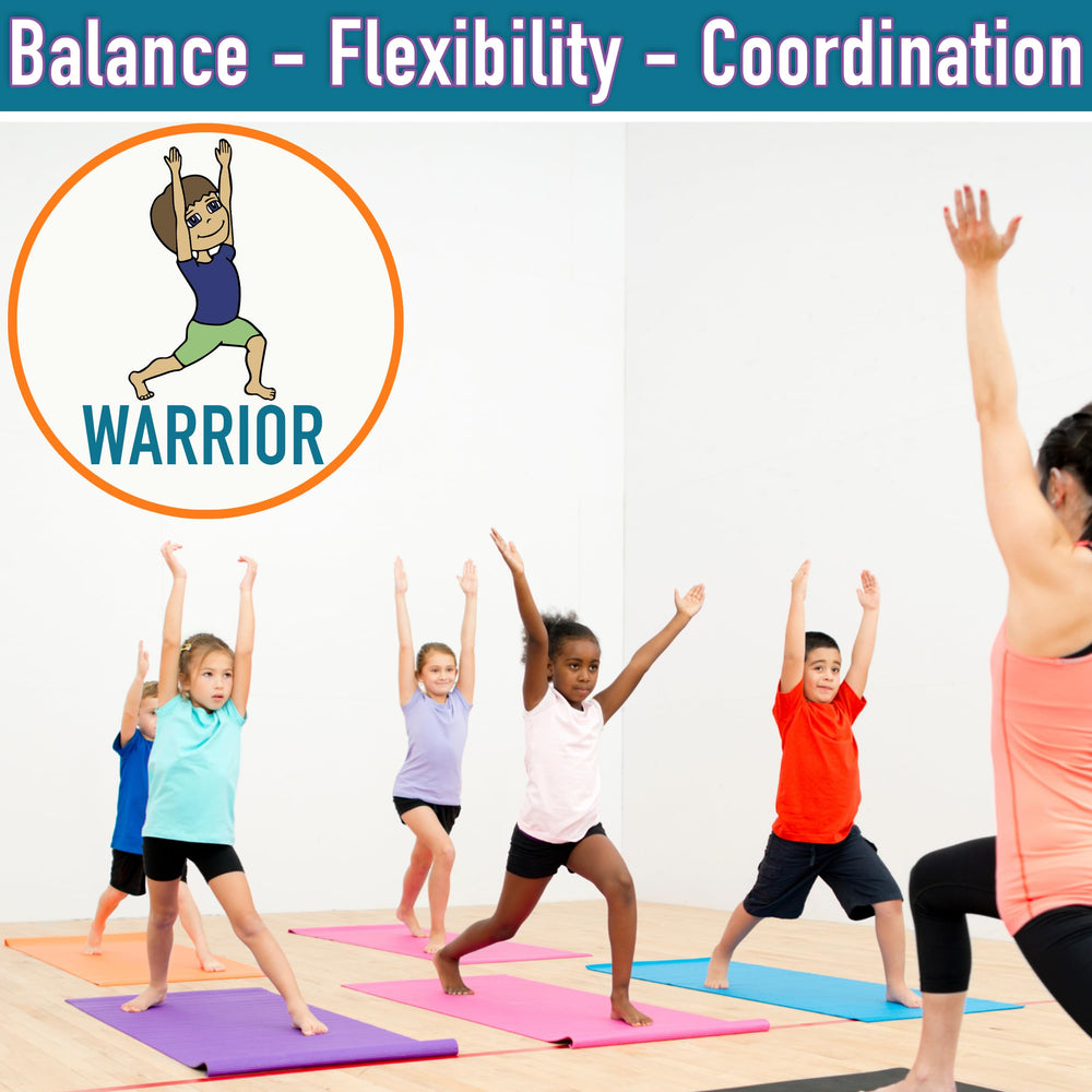 Covelico Yoga Dice tree-pose icon highlights balance-focused activity.