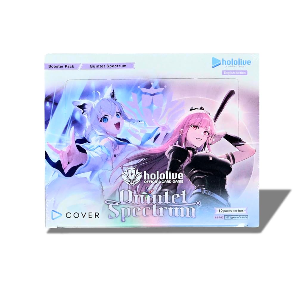 Cover Corporation Quintet Spectrum booster box front view with holoem cards for varied deck building.
