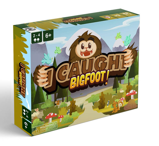 Covered Wagon Games I Caught Bigfoot box art inviting family game night.