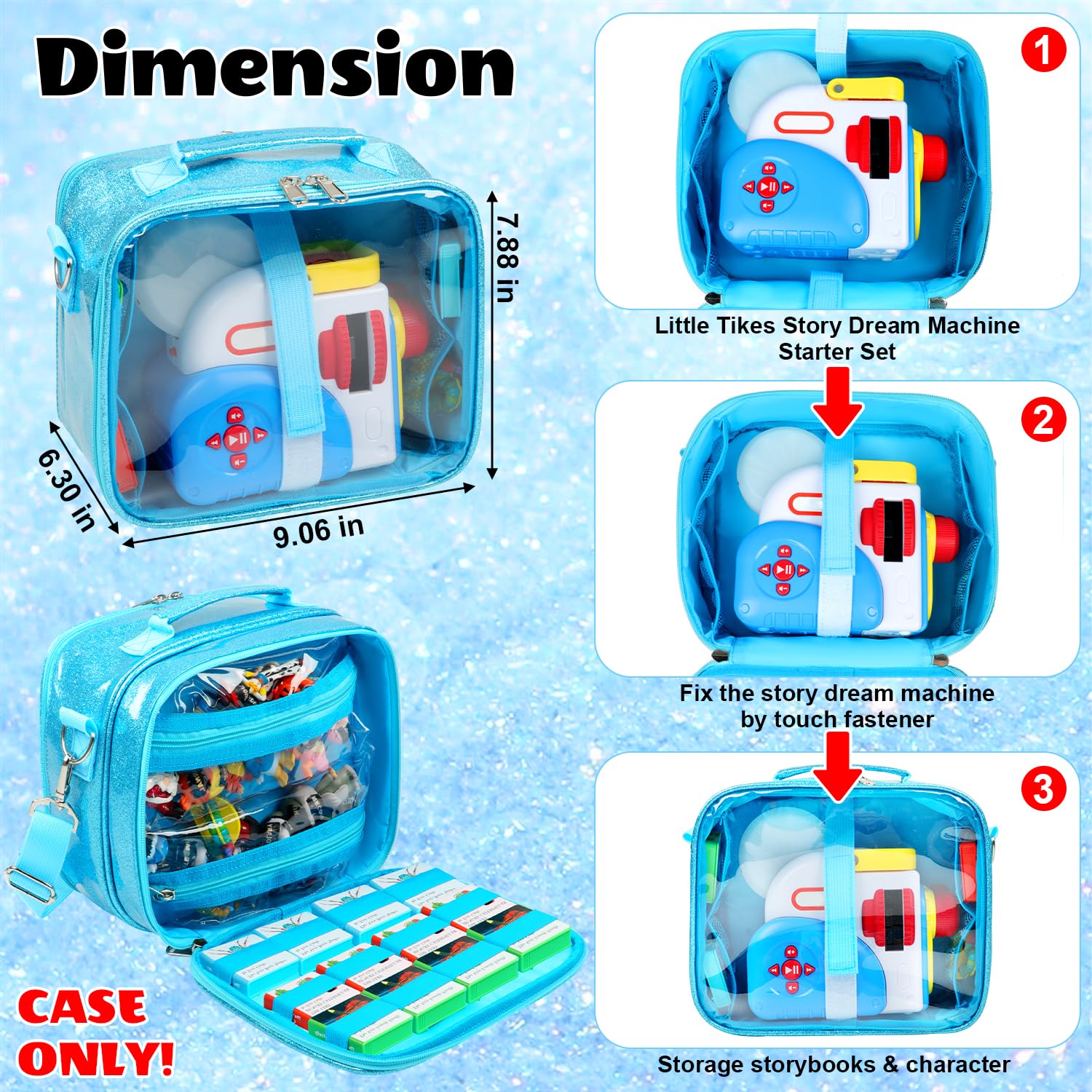 Covkev internal layout with elastic pockets keeps storybooks organized.