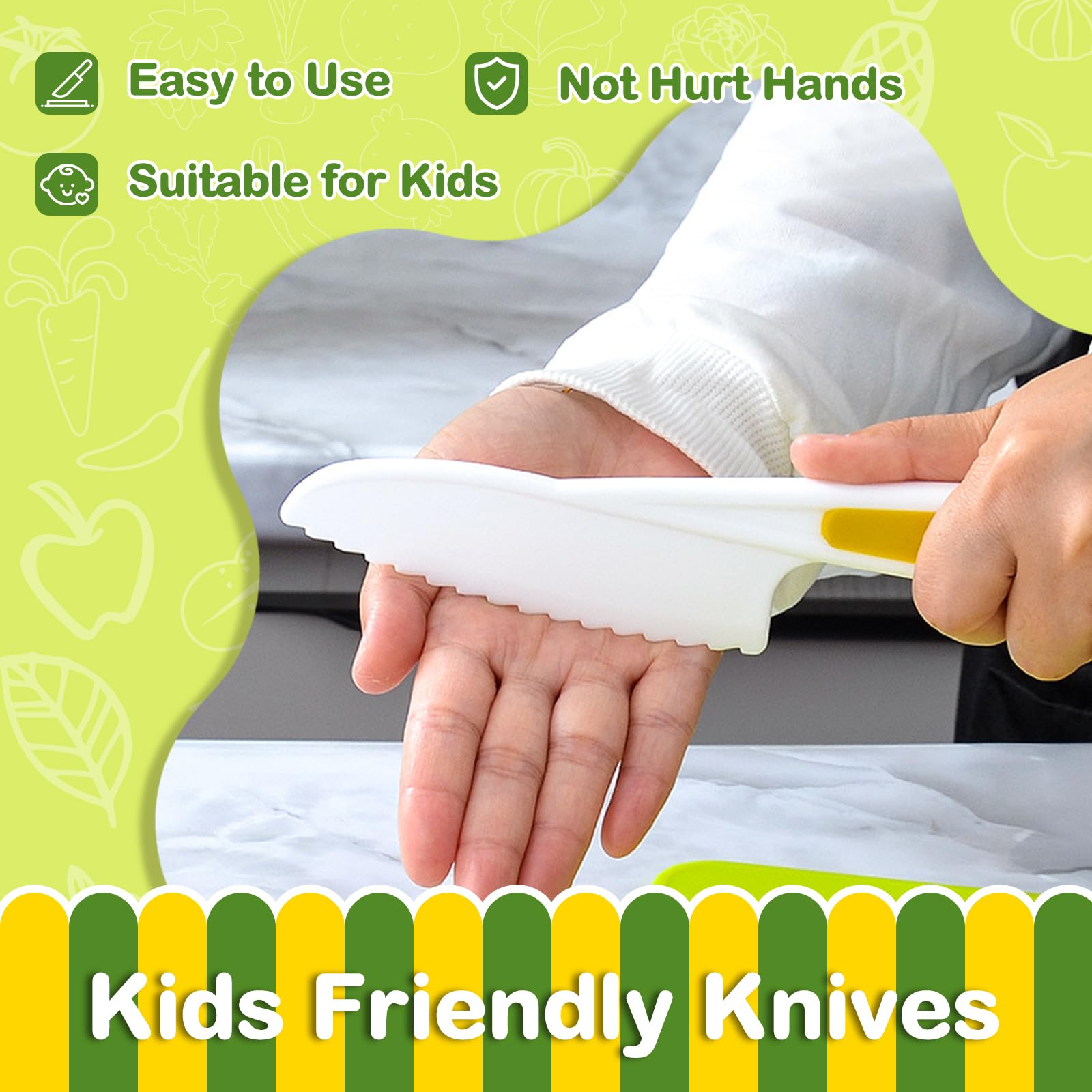 COVLUROTO dinosaur-pattern knives spark imaginative play and kitchen awareness.