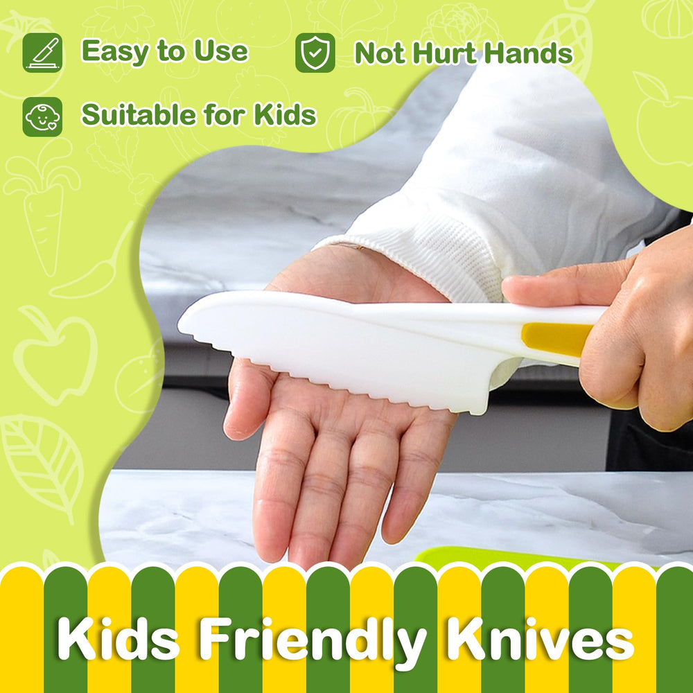 COVLUROTO dinosaur-pattern knives spark imaginative play and kitchen awareness.