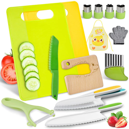 COVLUROTO Valentines kids kitchen set showing safe pretend-play tools for family cooking.