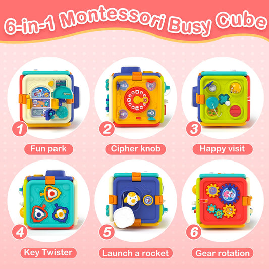 Covsen Busy Cube with push buttons enhances fine motor skills