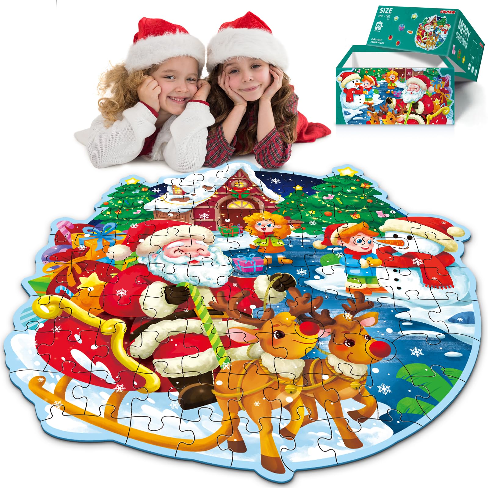 Covsen Christmas floor puzzle featuring Santa Claus boosts early shape recognition and focus.