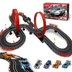 Covsen 30ft slot car track with circular overpass for dynamic racing sessions.