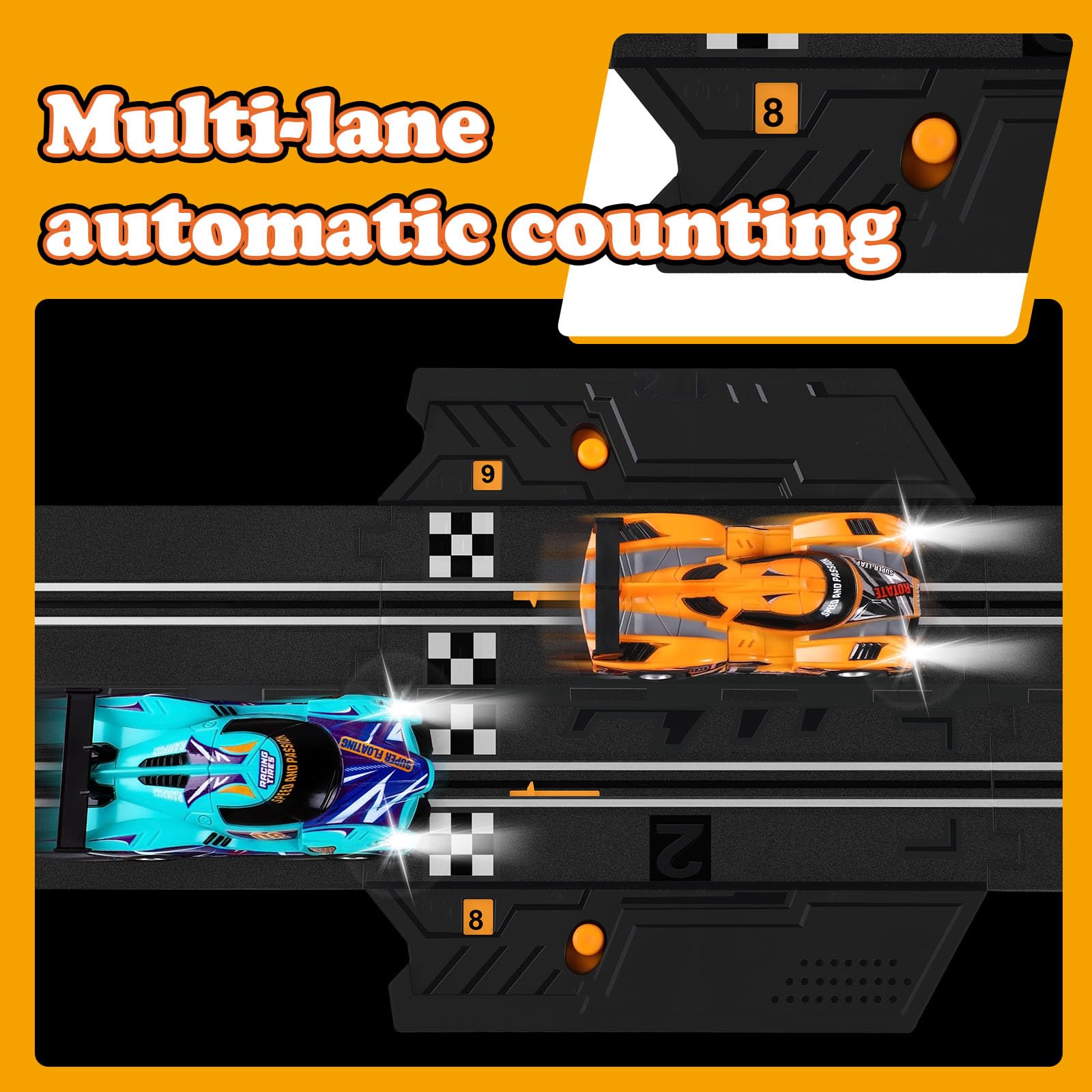 Covsen four-car set provides multi-car racing fun.