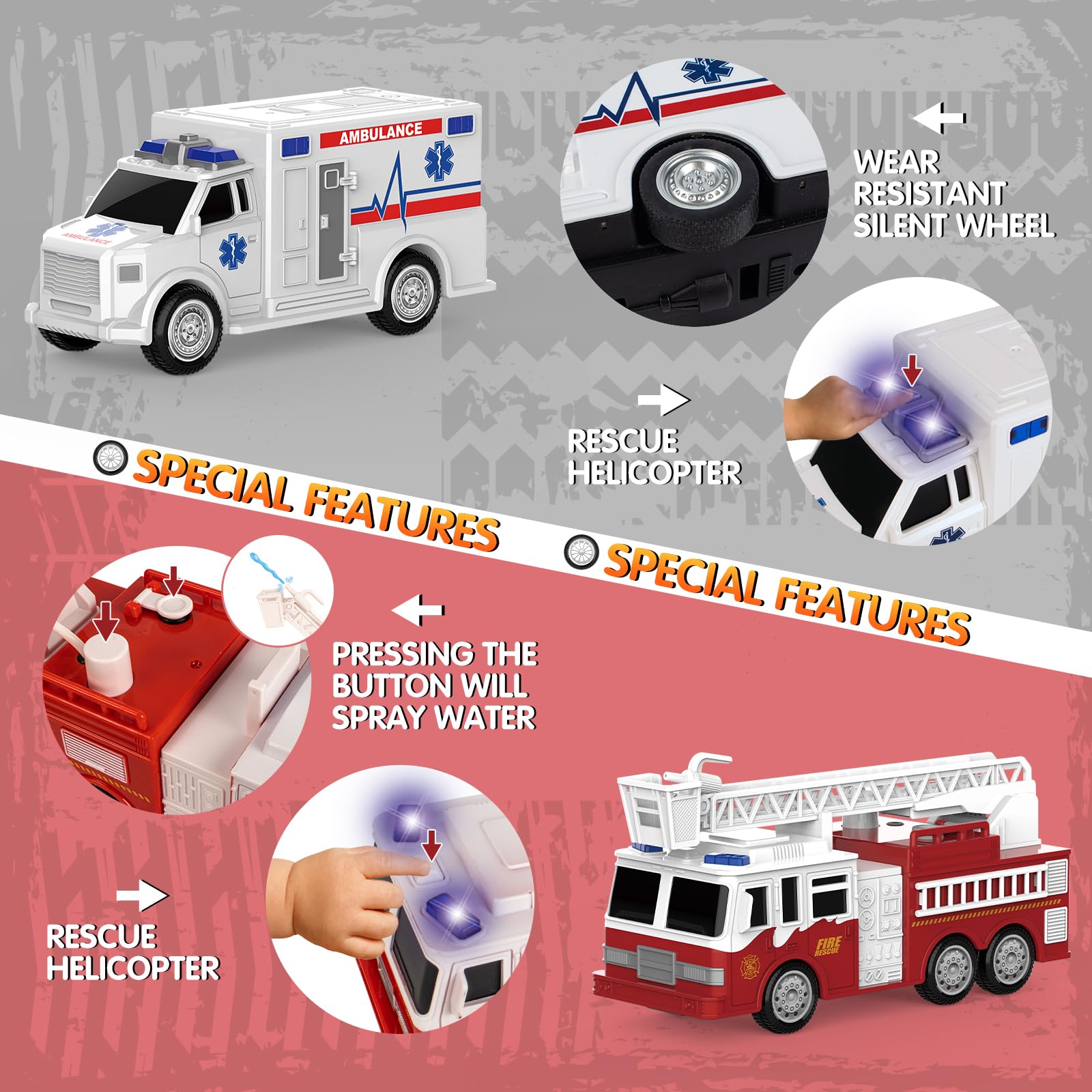 COVTOY ambulance with lights and siren for rescue scenarios