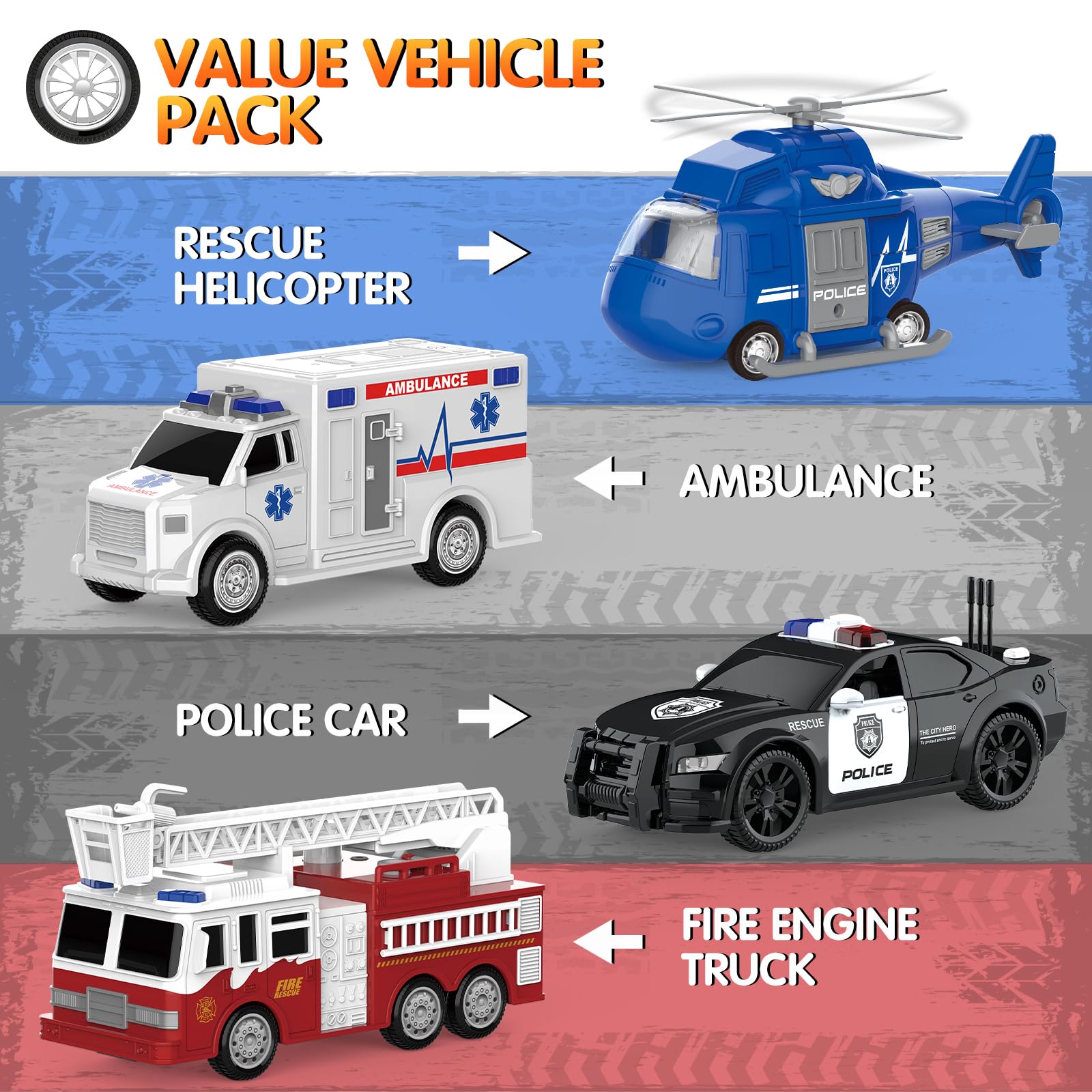 COVTOY fire truck with ladder and water spray for action play