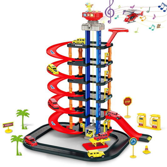 COVTOY Parking Garage control center lights and sounds for immersive play.