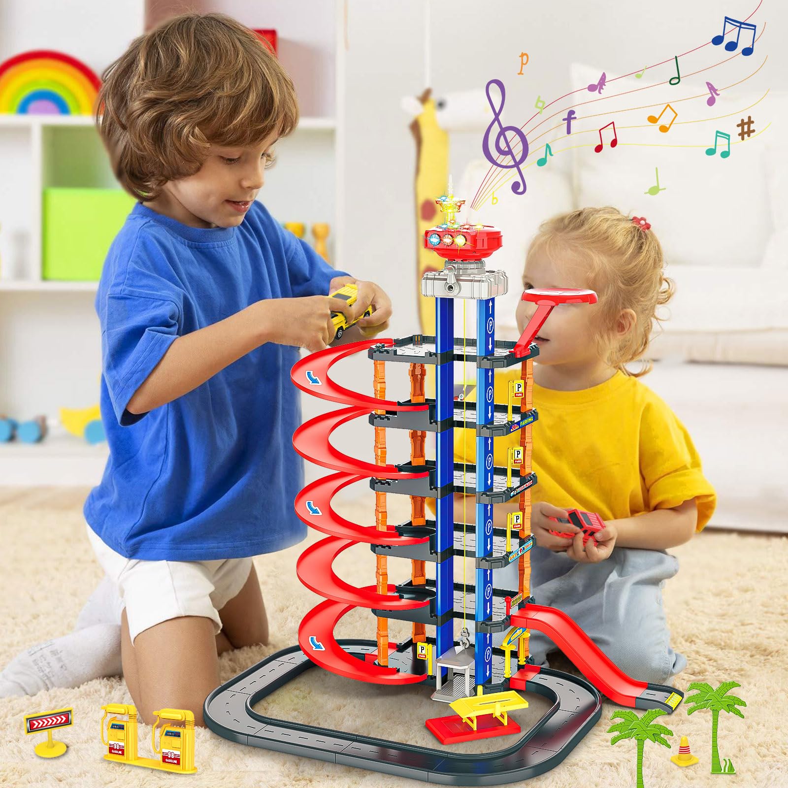COVTOY Parking Garage top-view play area showcases multi-level layout.