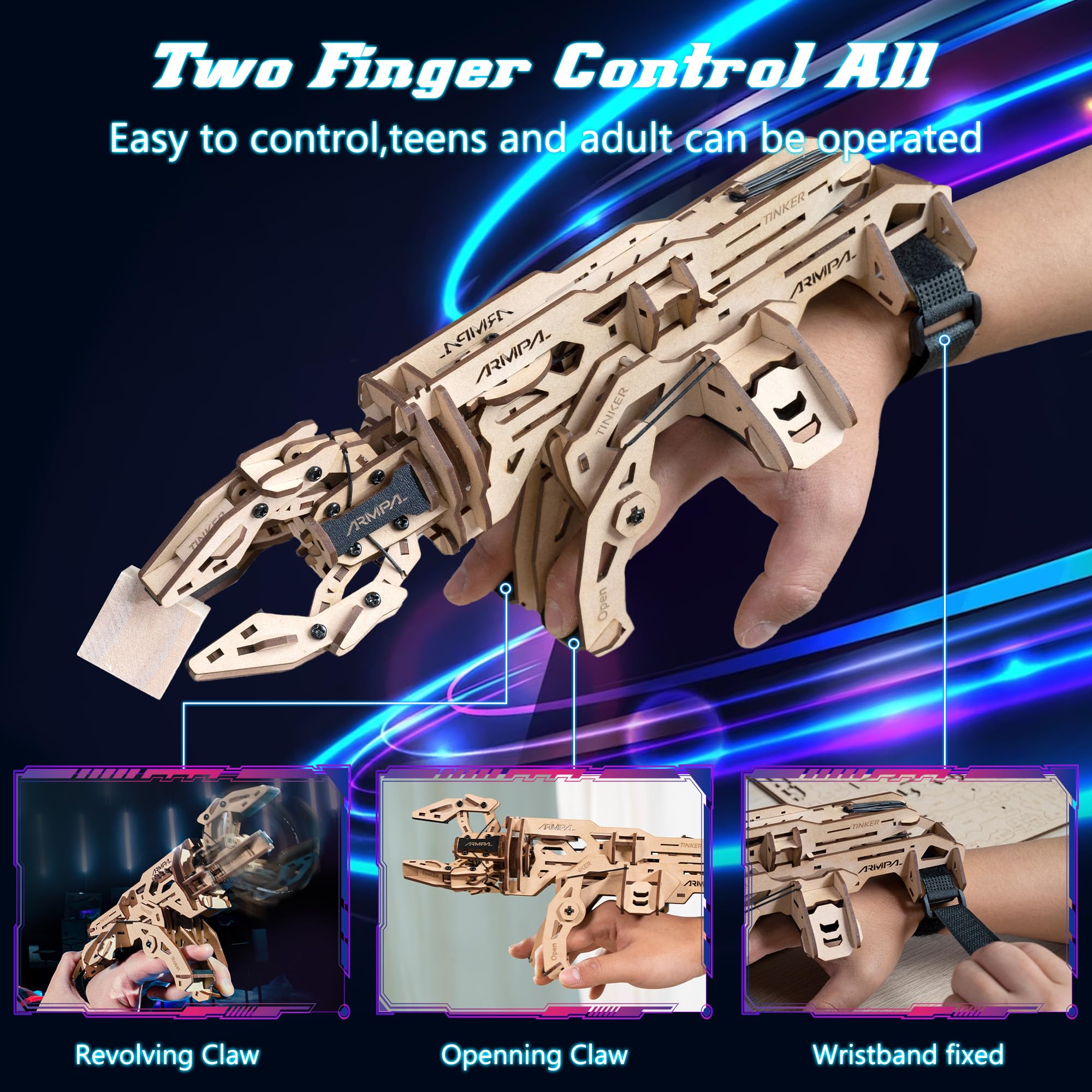 Cowvtuj ARMPAL 3D puzzle showcases the three-jaw claw in action.