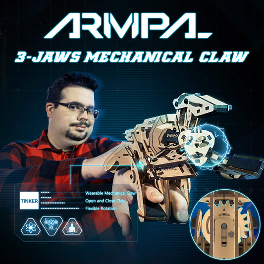 Cowvtuj ARMPAL wooden model kit parts layout highlights laser-cut precision.