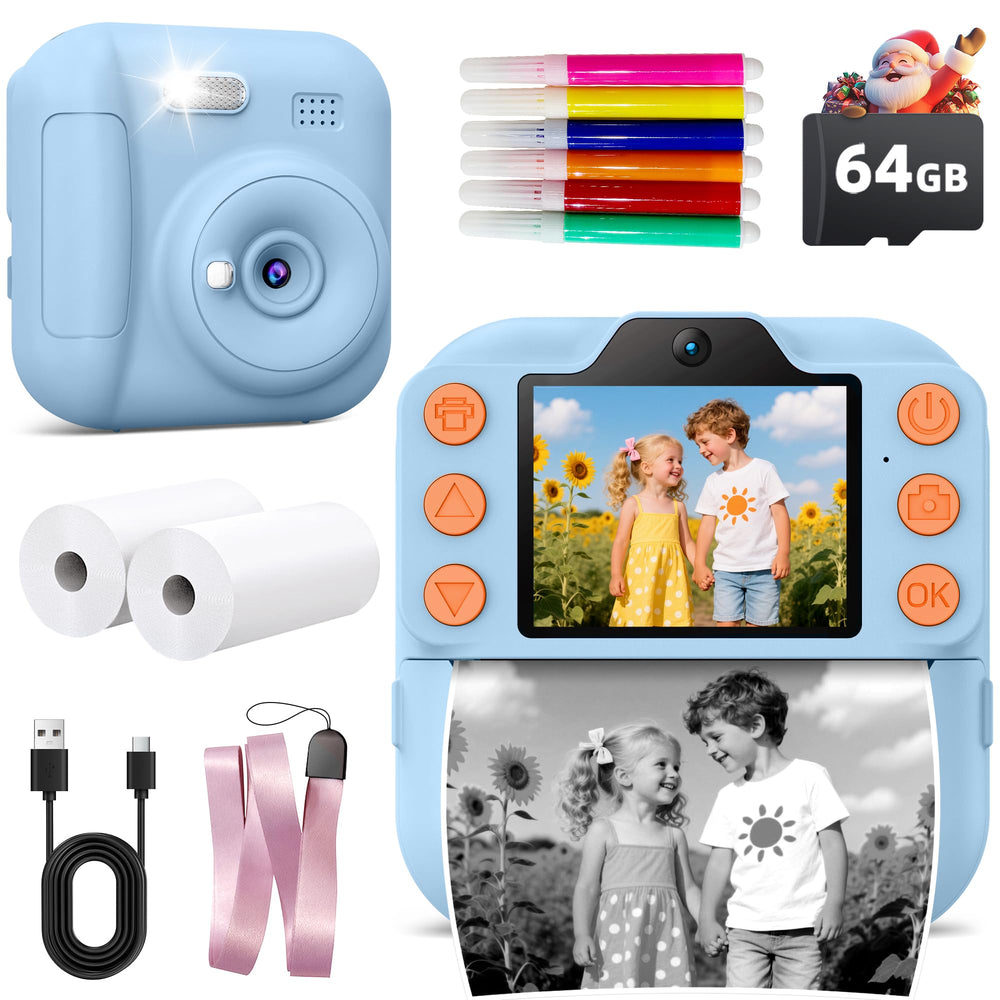 Coxlame Instant Print Camera front view, portable kid-friendly photography device