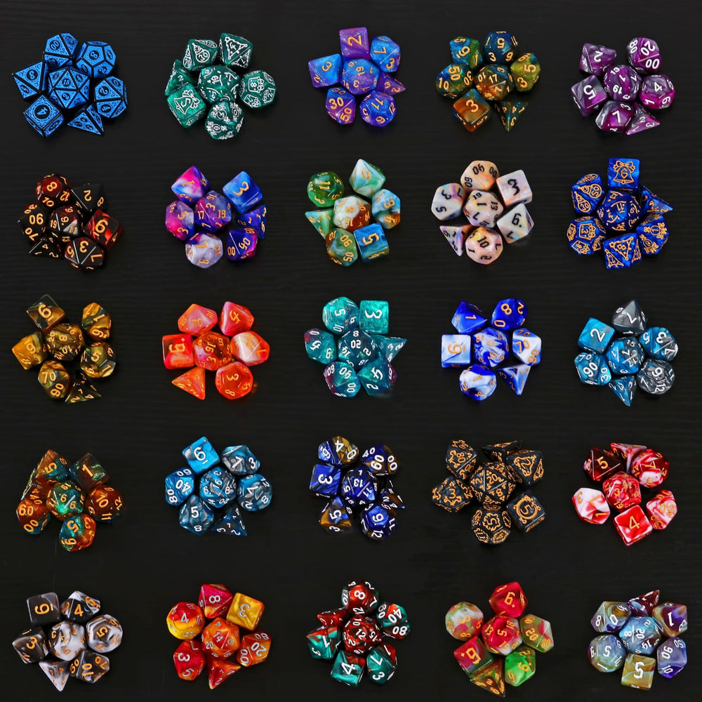 Coyeekn Resin or metal-filled dice close-up demonstrates varied finishes.